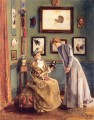 A Femme a la poupee japonaise Dame belgische Maler Alfred Stevens